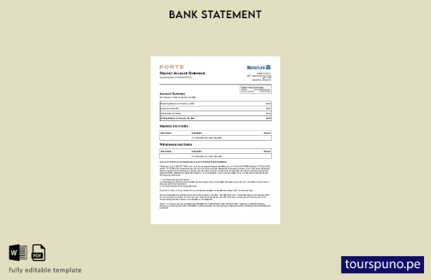 listo para imprimir plantilla de word   extracto bancario meta de EE. UU.